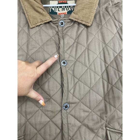 Phenom Mens Puffer Jacket Size 2X Brown Quilted Snap Up Corduroy Accents - Picture 2 of 12
